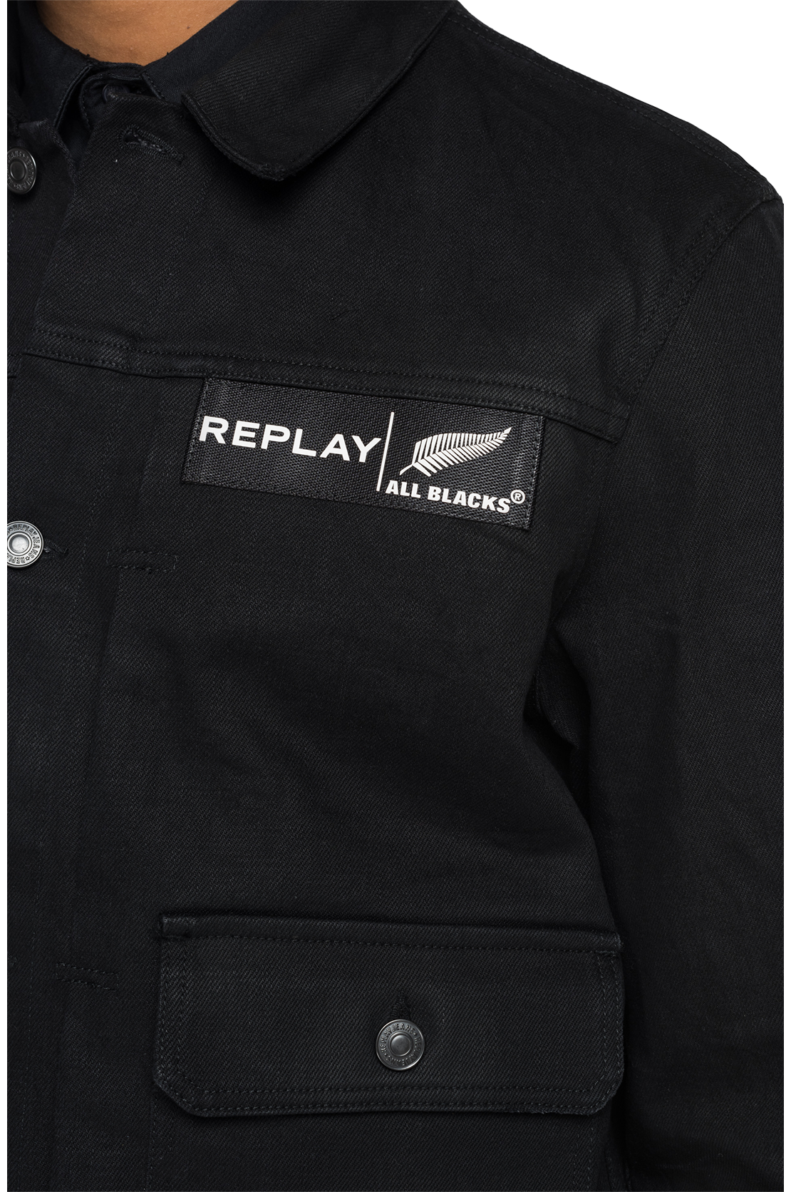 ALL BLACKS &times; REPLAY ブラックデニムジャケット 詳細画像